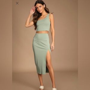 One-shoulder Two Piece Midi Dress